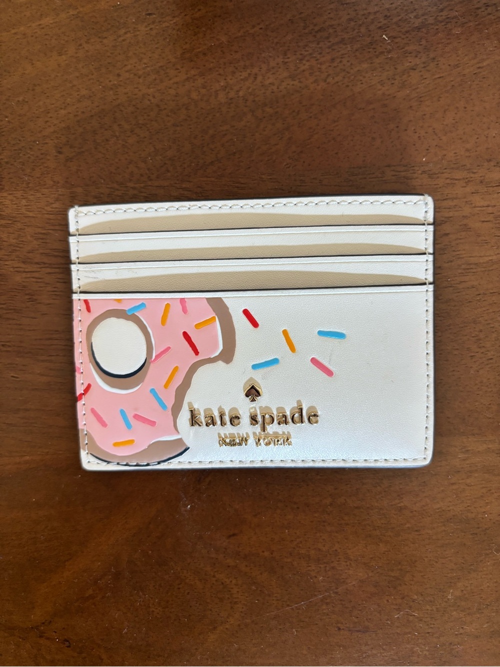 kate spade New York White Coffee Break Donut Cardholder